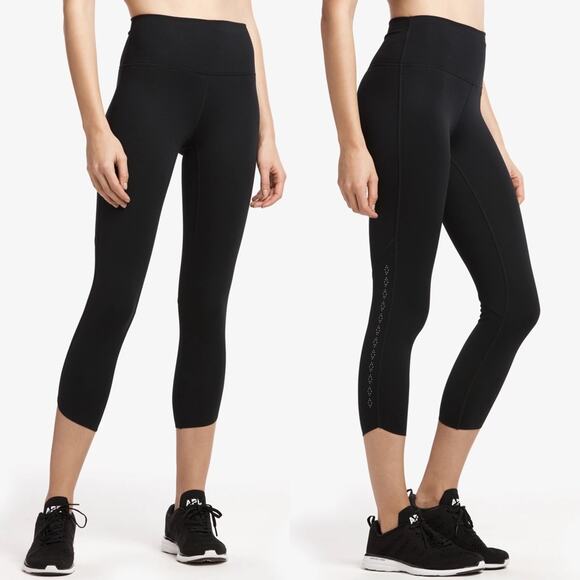 LOLE Crop Leggings Eliana Black Cropped Slant Athletic Gym UPF 50 X-Small NWT - Picture 1 of 16